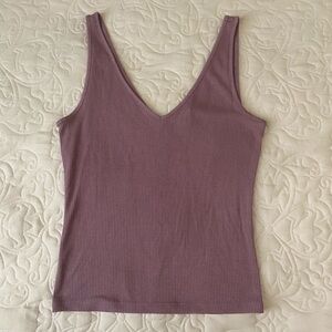 Women's Ribbed V-Neck Tank Top - Purple
